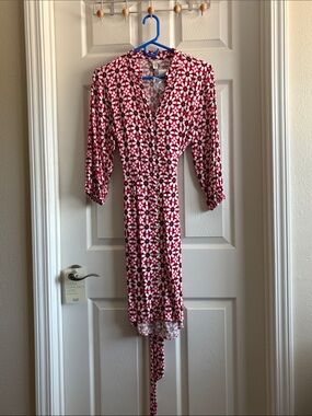 Cato Red and White Floral Midi Wrap Dress